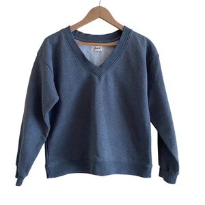 Pact Organic V Neck Cropped Sweatshirt Woman Medium Grey Coastal Capsule Comfy